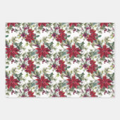 Wasserfarben-Poinsettien-Muster Geschenkpapier Set (Vorderseite)