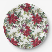 Wasserfarben-Poinsettien-Muster Pappteller (Vorderseite)