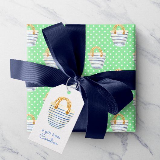 Wasserfarben-Polka-Dots-Beach-Beutel Geschenkanhänger