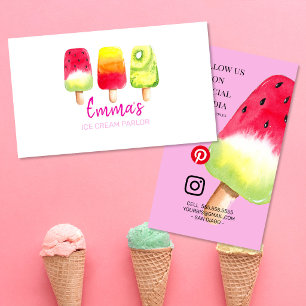 Wasserfarben-Popsicle-Eisdiele-Geschäft Visitenkarte
