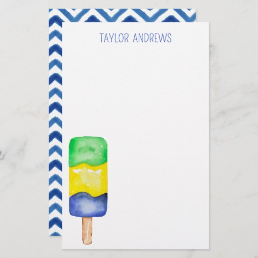 Wasserfarben-Popsikel-Personalisiertes Geschirr Briefpapier (Vorne/Hinten)