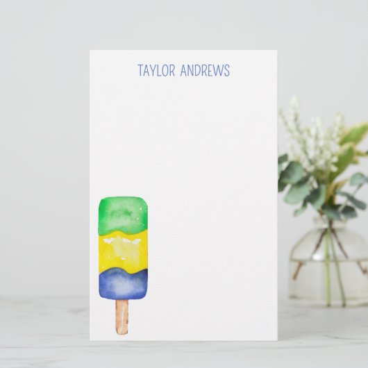 Wasserfarben-Popsikel-Personalisiertes Geschirr Briefpapier (Stehend Vorderseite)
