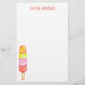 Wasserfarben-Popsikel-Personalisiertes Geschirr Briefpapier (Vorderseite)