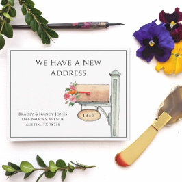 Wasserfarben-Postfach mit Blume Postkarte