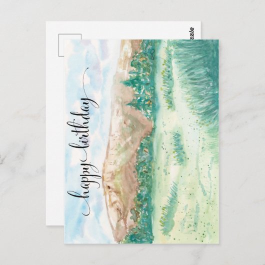 Wasserfarben-Postkarte für ihn, Wasserfarbengebirg Postkarte (Vorne/Hinten)