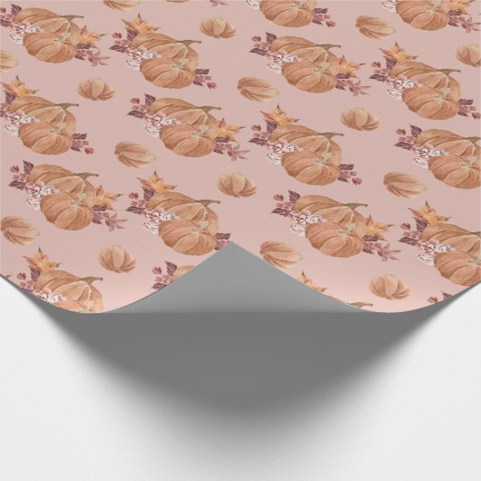 Wasserfarben-Pumpkins fallen Geschenkpapier (Ecke)