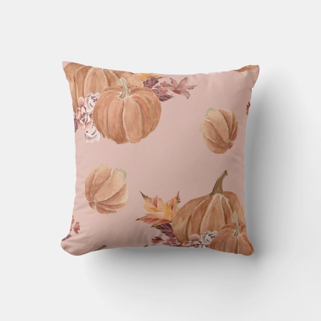 Wasserfarben-Pumpkins fallen Kissen (Vorderseite)