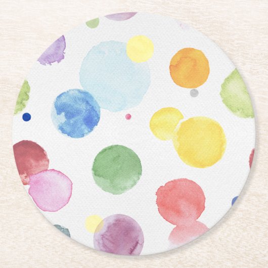 Wasserfarben Punkte 1 Runder Pappuntersetzer (Vorderseite)