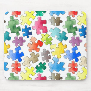 Wasserfarben Puzzleteile Mousepad
