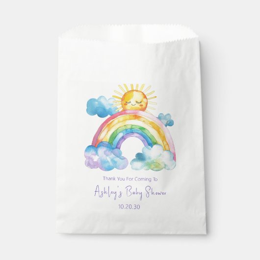 Wasserfarben Rainbow Baby Dusche Geschenktütchen (Vorderseite)