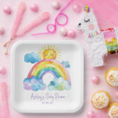 Wasserfarben Rainbow Baby Dusche Pappteller (Party)