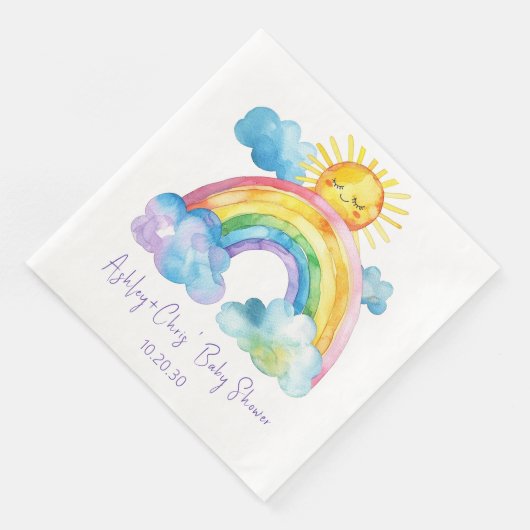 Wasserfarben Rainbow Baby Dusche Serviette (Ecke)