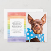 Wasserfarben Rainbow Stripes Einladung zur Gedenkf Postkarte (Vorne/Hinten)