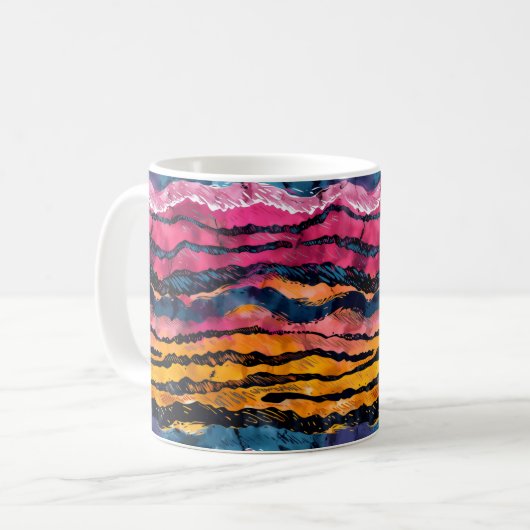Wasserfarben Rainbow Tiger Streifen Kaffeetasse (Vorderseite Links)