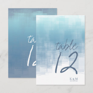 Wasserfarben-Reflections-Tischnummer Blau ID774 Einladung