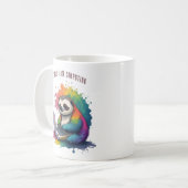 Wasserfarben-Regenbogen-Cute-Faultier-Computing Kaffeetasse (Vorderseite Links)