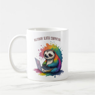 Wasserfarben-Regenbogen-Cute-Faultier-Computing Kaffeetasse