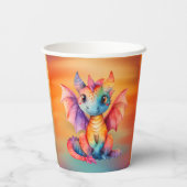 Wasserfarben-Regenbogen-Dragon-Kinderdusche Pappbecher (Rückseite)
