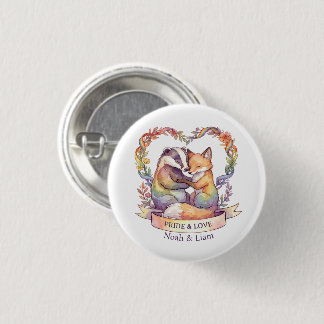 Wasserfarben-Regenbogen-Fuchs- und Badger-Pride-Pe Button