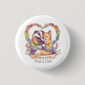 Wasserfarben-Regenbogen-Fuchs- und Badger-Pride-Pe Button (Vorderseite)