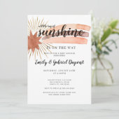 Wasserfarben Regenbogen Gold Sun Rays Baby Dusche Einladung (Stehend Vorderseite)