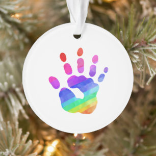 Wasserfarben Regenbogen Handabdruck Individueller  Ornament