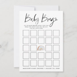 Wasserfarben-Regenbogen-Kinderdusche Bingo-Karte