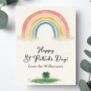 Wasserfarben Regenbogen & Kleeblatt St. Patrick's  Feiertagskarte