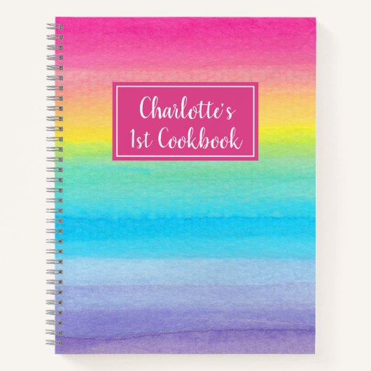 Wasserfarben Regenbogen Mädchen Kinder Kochbuch Re Notizblock (Vorderseite)