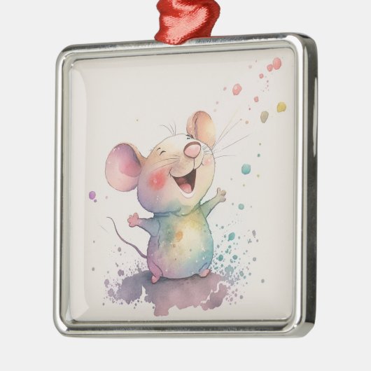 Wasserfarben Regenbogen Maus Weihnachtsschmuck (Links)
