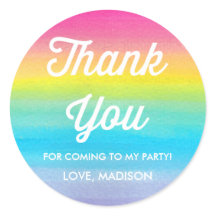Wasserfarben-Regenbogen-Party Danke Stickers