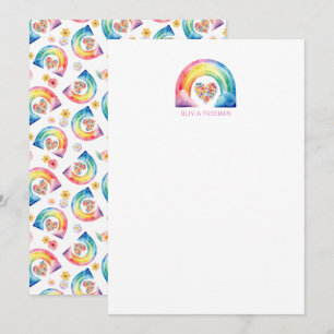 Wasserfarben-Regenbogen-Personalisiertes Geschirr Dankeskarte