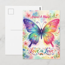 Wasserfarben-Regenbogen-Schmetterling "Liebe ist L