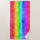 Wasserfarben Regenbogen Streifen Design Badetuch (Vorderseite)