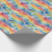 Wasserfarben-Regenbögen und Wolken Geschenkpapier (Ecke)