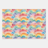 Wasserfarben-Regenbögen und Wolken Geschenkpapier Set (Vorderseite 2)