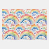 Wasserfarben-Regenbögen und Wolken Geschenkpapier Set (Vorderseite)