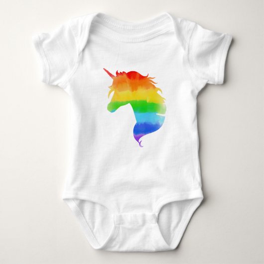 Wasserfarben-Regenbogen-Unicorn Baby Strampler (Vorderseite)
