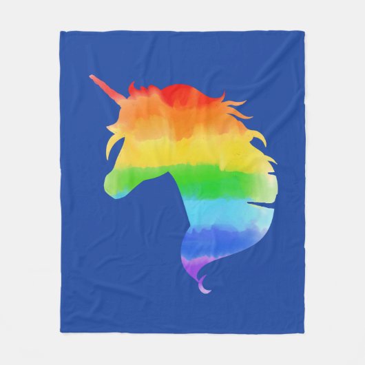 Wasserfarben-Regenbogen-Unicorn Fleecedecke (Vorderseite)