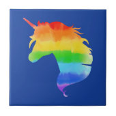 Wasserfarben-Regenbogen-Unicorn Fliese (Vorderseite)