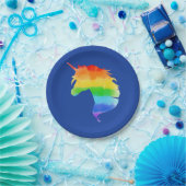 Wasserfarben-Regenbogen-Unicorn Pappteller (Party)