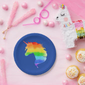 Wasserfarben-Regenbogen-Unicorn Pappteller (Party)