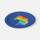 Wasserfarben-Regenbogen-Unicorn Pappteller (Schrägansicht)