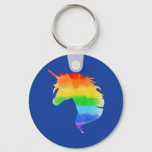 Wasserfarben-Regenbogen-Unicorn Schlüsselanhänger