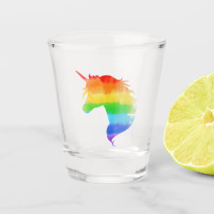 Wasserfarben-Regenbogen-Unicorn Schnapsglas