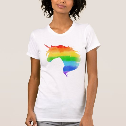 Wasserfarben-Regenbogen-Unicorn T-Shirt (Vorderseite)