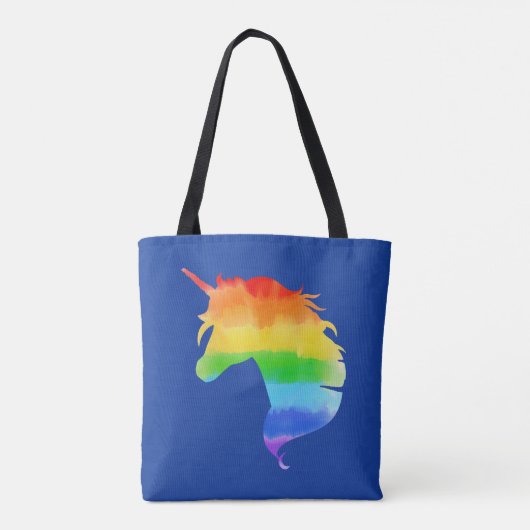 Wasserfarben-Regenbogen-Unicorn Tasche (Rückseite)