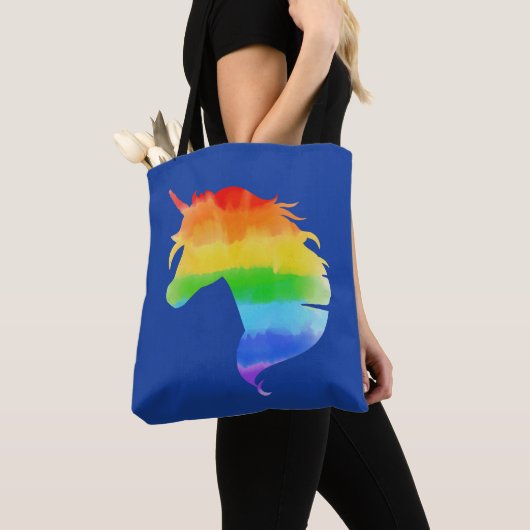 Wasserfarben-Regenbogen-Unicorn Tasche (Von Nahem)