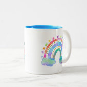Wasserfarben-Regenbogen-Wolken und -Sterne Zweifarbige Tasse (VorderseiteRechts)