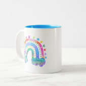 Wasserfarben-Regenbogen-Wolken und -Sterne Zweifarbige Tasse (Vorderseite Links)